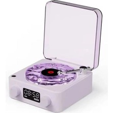 Royaleks Waves Nostalji Plak Görünümlü Bluetooth Hoparlör 3D Ses Dalgası Retro Müzik Plak Mor