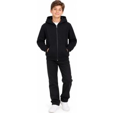 Queen Kids 22286 Çocuk Kapşonlu Ceket Siyah