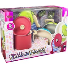 Vardem Oyuncak 8 Parça Pembe Emaye Tencere Tava Seti VRD-ATF-1818-7A