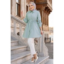 Hafsa Mina Bağlamalı Cepli Tunik Mint HM2911