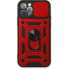 Royaleks Iphone 12 Pro Kılıf Pars Lens Yüzüklü Silikon - Kırmızı