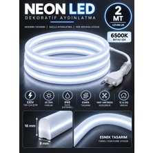 Borsan 2 Metre 6500K Beyaz Neon LED 220V Tak Çalıştır  IP65 Ultra Parlak Esnek Hortum LED Iç Dış Mekan Dekoratif Aydınlatma MONTAJ APARATI DAHİL