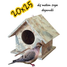 ncy Ahşap Kumru Güvercin  Kuş Yuvası Dış Mekan Suya Dayanıklı 20X25 cm