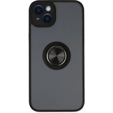 Royaleks Iphone 14 Kılıf Montreal Yüzüklü Silikon Kapak - Siyah