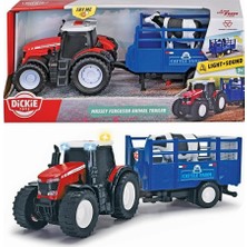 Simba Oyuncak Dickie Massey Ferguson Animal Trailer Römorklu Traktör SMB-203734003