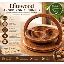 Elite Wood  Ahşap Akordiyon Çerezlik Dekoratif Sunumluk 30 cm