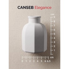 Canseb Elegance 9x6.5cm - Mat Beyaz - Sekizgen Mini Vazo - El Boyaması Işçilik - 9cm Mini Vazo