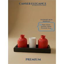 Canseb Elegance Premium - - Dörtlü Dekoratif Vazo ve Mumluk Set - El Işçiliği Boyama