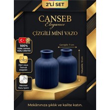 Canseb Elegance 2'li Set - 10CM Mini Vazo - Gece Mavisi - Premium - Mermer Tozu Içerir