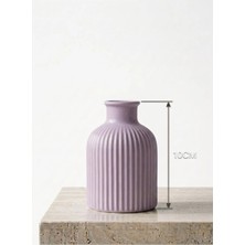 Canseb Elegance Lavanta - Çizgili Pampas Vazosu - 10CM Boyunda - El Boyaması Işçilik