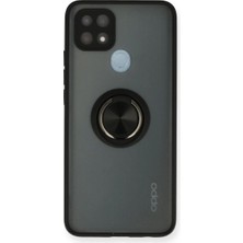 Royaleks Oppo A15 Kılıf Montreal Yüzüklü Silikon Kapak - Siyah
