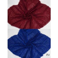 Özense 2'li Flamlı Pamuklu Ince Terletmeyen 4 Mevsim Kullanılabilir 100X100 cm Bordo ve Mavi Renkli Eşarp