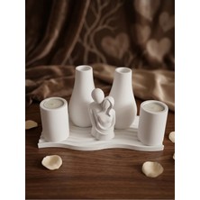 Canseb Elegance 6'lı Dekoratif Sarmaşık Sevgili - Vazo - Mumluk Obje Seti - 6 Parça (Mum Hediyeli)
