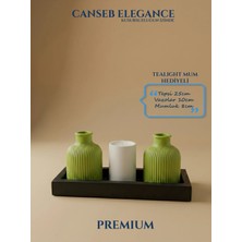 Canseb Elegance Premium - - Dörtlü Dekoratif Vazo ve Mumluk Set - El Işçiliği Boyama