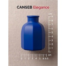 Canseb Elegance 9x6.5cm - Kraliyet Mavi - Sekizgen Mini Vazo - El Boyaması Işçilik - 9cm Mini Vazo
