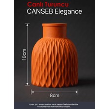 Canseb Elegance Mini Boy - Premium - Turuncu - Dalgalı Dekoratif Vazo - 10X8CM - El Boyaması Işçilik