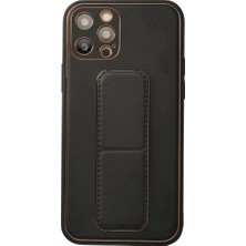 Royaleks Iphone 12 Pro Kılıf Coco Deri Standlı Kapak - Siyah