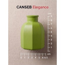 Canseb Elegance 9x6.5cm - Fıstık Yeşili - Sekizgen Mini Vazo - El Boyaması Işçilik - 9cm Mini Vazo