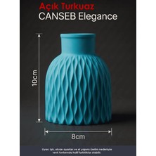 Canseb Elegance Premium - Açık Turkuaz - Dalgalı Dekoratif Vazo - 10X8CM - El Boyaması Işçilik