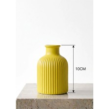Canseb Elegance Limon Sarı - Çizgili Pampas Vazosu - 10CM Boyunda - El Boyaması Işçilik