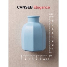 Canseb Elegance 9x6.5cm - Bebe Mavisi - Sekizgen Mini Vazo - El Boyaması Işçilik - 9cm Mini Vazo