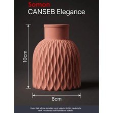 Canseb Elegance Premium - Somon - Dalgalı Dekoratif Vazo - 10X8CM - El Boyaması Işçilik