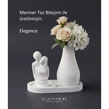 Canseb Elegance 10CM Sevgili Biblo & 13CM Çiçek Vazosu - 17CM Tepsi - Üçlü Set