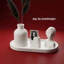 Canseb Elegance Dörtlü Fotoğraf Tutucu, Pampas Vazosu & Kız Dekoratif Obje Seti Fotoğraf Standlı