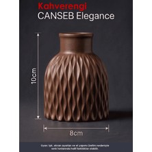 Canseb Elegance Premium - Kahverengi - Dalgalı Dekoratif Vazo - 10X8CM - El Boyaması Işçilik