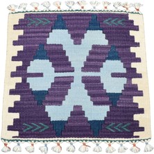 Kilim Antik El Dokuma Kare Köşe Sandalye Minderi Pınarbaşı Kayseri Yün Kilim 1751 - Yeni - Çok Renkli