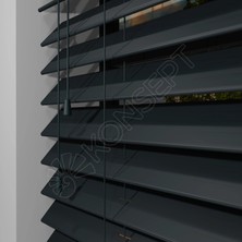 Jaluzi By Konsept Dekor Ahşap Jaluzi Perde Manuel Ip Kontrollü 50 mm %100 Orjinal Ahşap Antrasit Renk