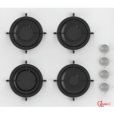 GL General Beyaz Cam 60 cm Gazlı Ankastre Ocak ( Emaye Izgaralı )