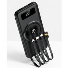 Azrlya Kablosuz Çoklu Şarj Girişli 10.000 Mah Kablolu Powerbank Taşınabilir