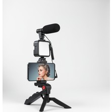 Azrlya Akıllı Telefon Vlog Kiti Tripod Mini Mikrofonlu Telefon Tutucu