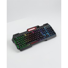 Azrlya LED Işıklı Oyuncu Klavye USB Girişli Rgb Işıklı Q Klavye Mouse Hediyeli