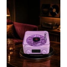 Azrlya Projektör Işıklı Retro Hoparlör Bluetooth Aux USB Hafıza Kartlı 360° Sesli Şarjlı