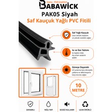 Babawick PAK05 Profesyonel Yağlı Saf Kauçuk Pvc Kapı Pencere Fitili Siyah-Gri Izolasyon Contası