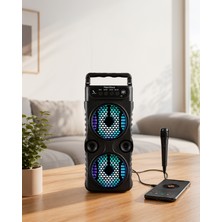 Azrlya LED Işıklı Kablosuz Bluetooth Hoparlör Yüksek Ses Güçlü Bas Performansı Taşınabilir Şarjlı