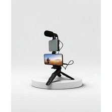Azrlya Tripod Telefon Tutucu Kumandalı Mikrofon LED Işık Vlog Video Kayıt