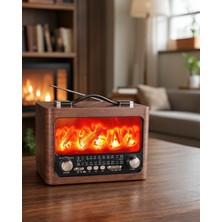 Azrlya Solar Şarjlı Şömine Işıklı Bluetooth Hoparlör – Radyo, Usb, Tf Kart Destekli