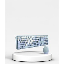 Azrlya Retro Daktilo Stilli Kablosuz Klavye Mouse Seti – Sessiz ve Şık