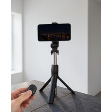 Azrlya Selfie Çubuğu Tripod Kumandalı Telefon Tutucu Siyah