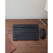 Azrlya Wireless Klavye Mouse Seti Bluetooth Bağlantılı Ince Tasarım Sessiz Kullanım