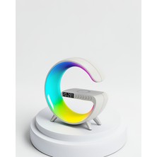 Azrlya Bluetooth Hoparlörlü Rgb Atmosfer Lambası Kablosuz Şarj ve Saat Özellikli