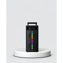 Azrlya Bluetooth Işıklı Hoparlör – 2X5W Güç | USB + Tf Kart + Fm Radyo | Siyah Renk