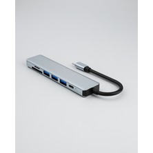 Azrlya 8 Portlu Macbook Çevirici Type C Hub  Sd Tf USB Çoğaltıcı Ethernet
