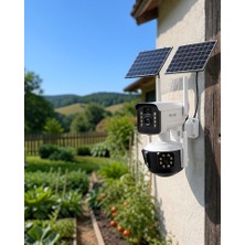 Azrlya Güneş Enerjili Arıcı Kamerası 4g Sım Kartlı 9mp Üç Lens Yayla Güvenlik Kamerası