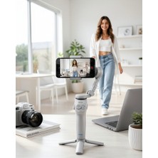 Azrlya Yapay Zeka Takipli Telefon Gimbali Katlanabilir Tripod Bluetooth Kontrollü Dahili LED Işıklı