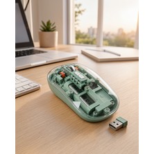 Azrlya Bluetooth ve 2.4g USB Destekli Pilli Kablosuz Şeffaf Mouse Yeni Nesil