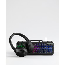 Azrlya Gaming Set Işıklı Klavye Mouse + Bluetooth 5.2 Kulaklık Oyuncu Paketi